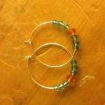 Turquoise And Orange Rondelle Hoops