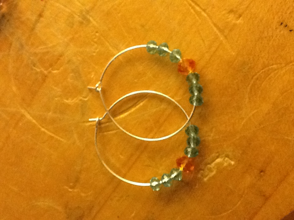 Turquoise And Orange Rondelle Hoops